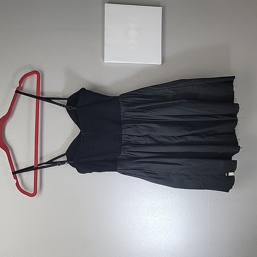 ONE TEASPOON black leather suede cotton baby doll mini dress sz 0, XS - Picture 2 of 10